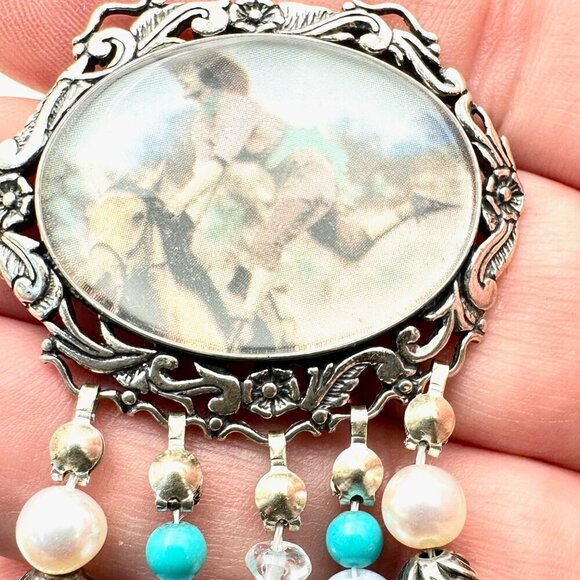 American Southwest Carolyn Pollack Relios Sterling Silver Beaded Brooch Pin - Picture 3 of 4